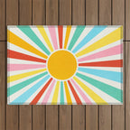 Retro Sunrise 2: 80s Rainbow Edition Outdoor Rug Gallery Image 1