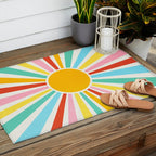 Retro Sunrise 2: 80s Rainbow Edition Outdoor Rug Gallery Image 2