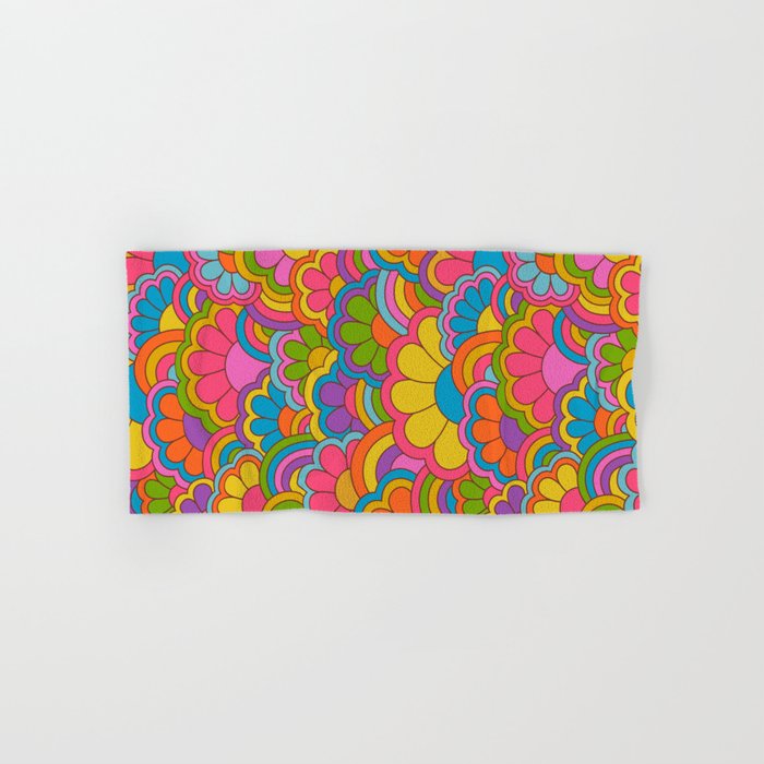 Retro Rainbow Flower Pattern Bath Towel Gallery Image 1