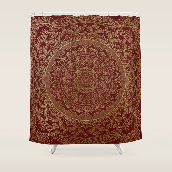 Mandala Royal - Red and Gold Shower Curtain Gallery Image 1