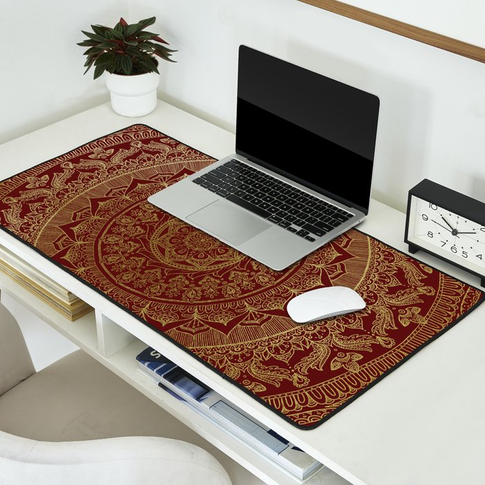 Mandala Royal - Red and Gold Desk Mat Gallery Image 2