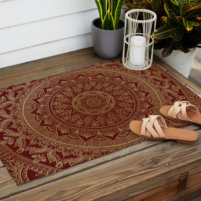 Mandala Royal - Red and Gold Outdoor Rug Gallery Image 2