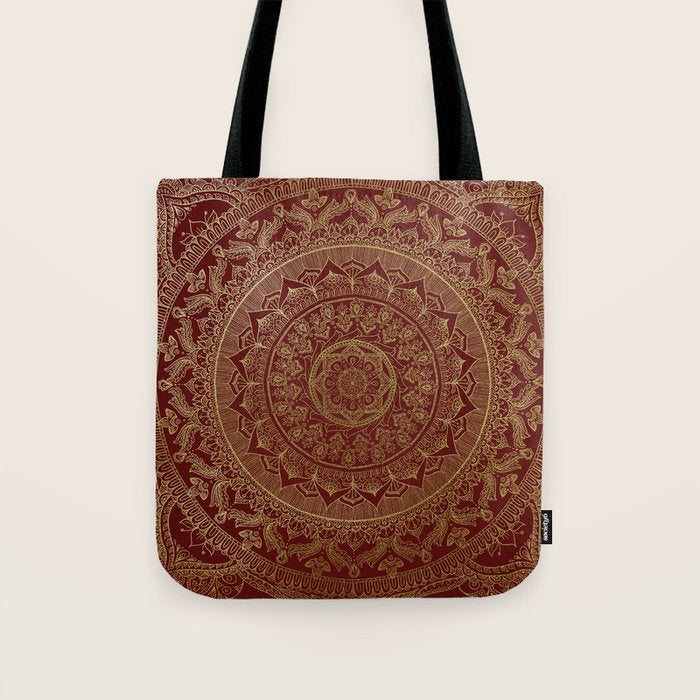 Mandala Royal - Red and Gold Tote Bag Gallery Image 1