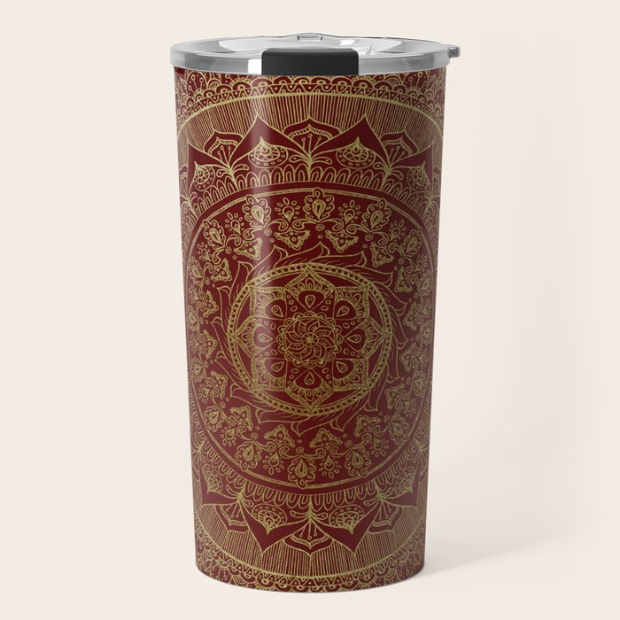 Mandala Royal - Red and Gold Travel Mug Gallery Image 1