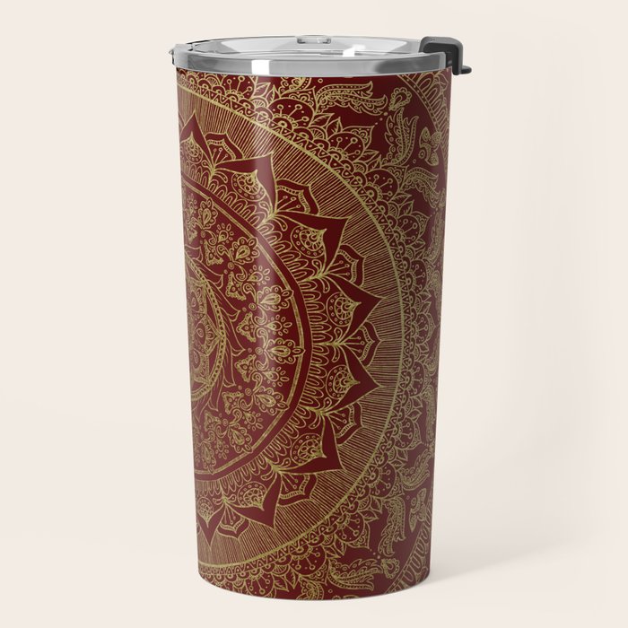 Mandala Royal - Red and Gold Travel Mug Gallery Image 2