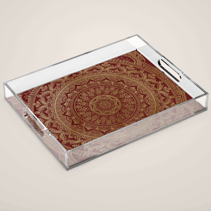 Mandala Royal - Red and Gold Acrylic Tray Gallery Image 1