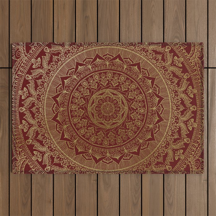 Mandala Royal - Red and Gold Outdoor Rug Gallery Image 1