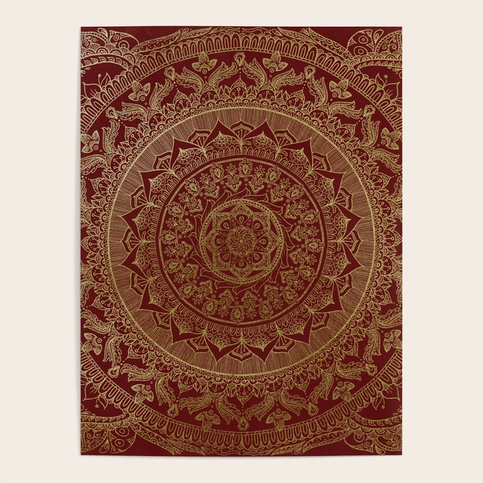 Mandala Royal - Red and Gold Poster Gallery Image 4