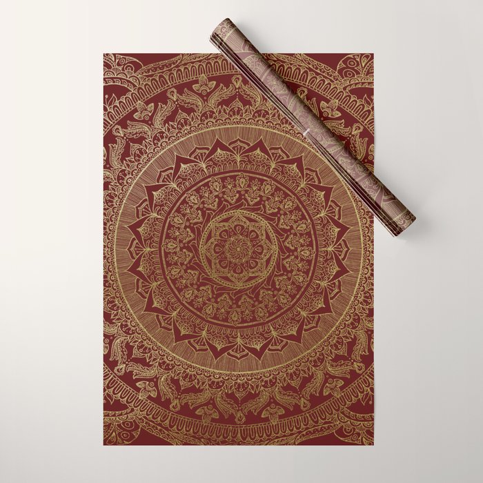 Mandala Royal - Red and Gold Wrapping Paper Gallery Image 1