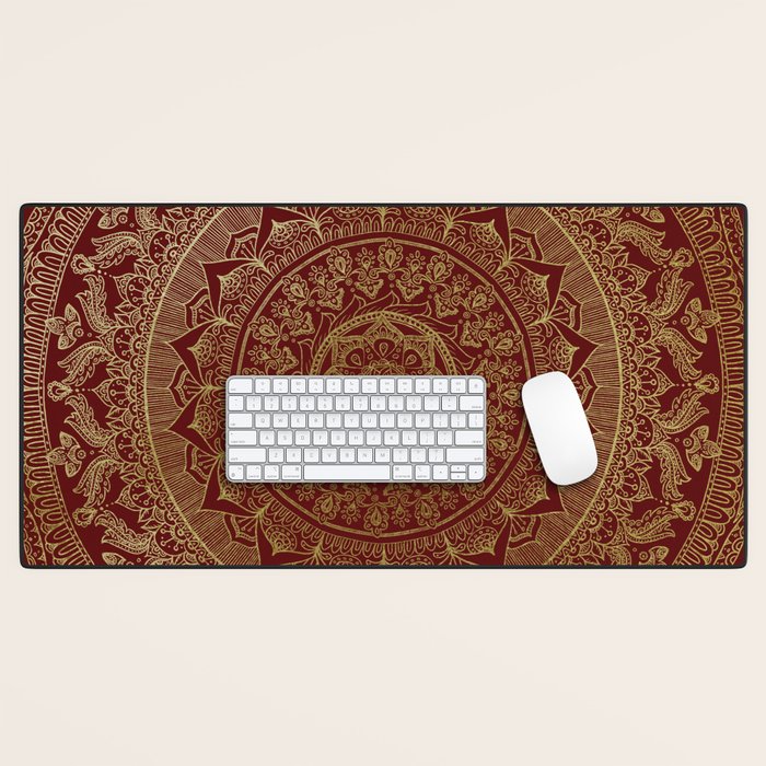 Mandala Royal - Red and Gold Desk Mat Gallery Image 1