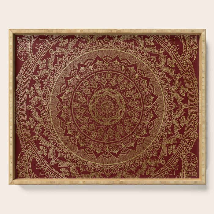 Mandala Royal - Red and Gold Serving Tray Gallery Image 1