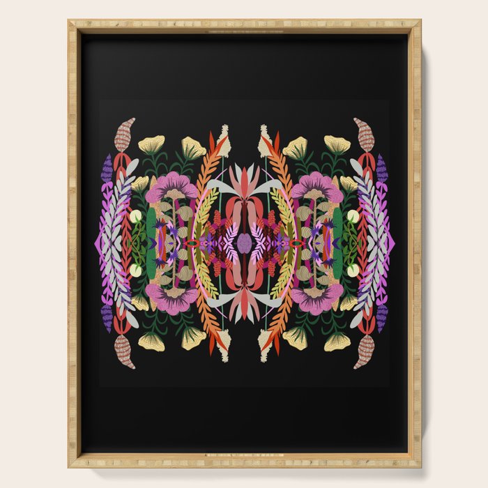 The Butterfly Effect Series - 01, Paint Blot Mirror Colorful, Symmetrical Graphic, Eclectic Mandala  Serving Tray Gallery Image 1