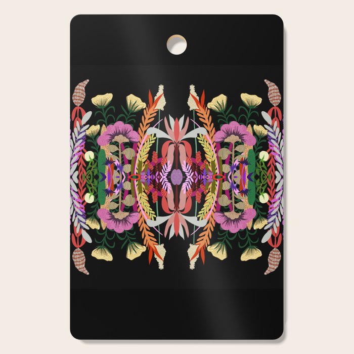 The Butterfly Effect Series - 01, Paint Blot Mirror Colorful, Symmetrical Graphic, Eclectic Mandala  Cutting Board Gallery Image 1