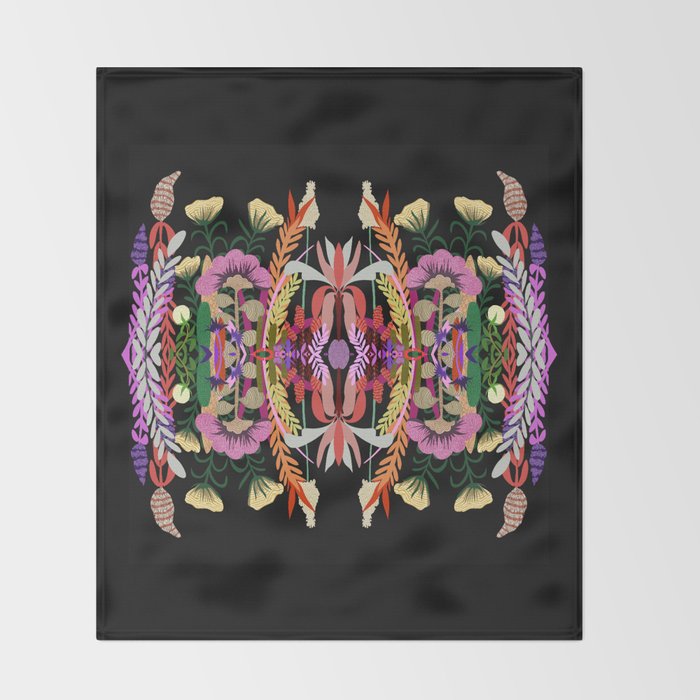 The Butterfly Effect Series - 01, Paint Blot Mirror Colorful, Symmetrical Graphic, Eclectic Mandala  Throw Blanket Gallery Image 2