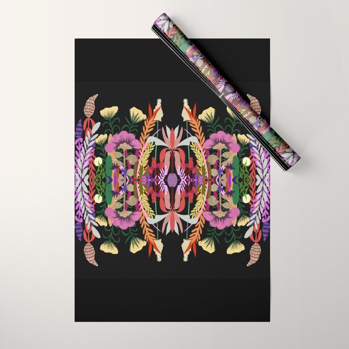 The Butterfly Effect Series - 01, Paint Blot Mirror Colorful, Symmetrical Graphic, Eclectic Mandala  Wrapping Paper Gallery Image 1