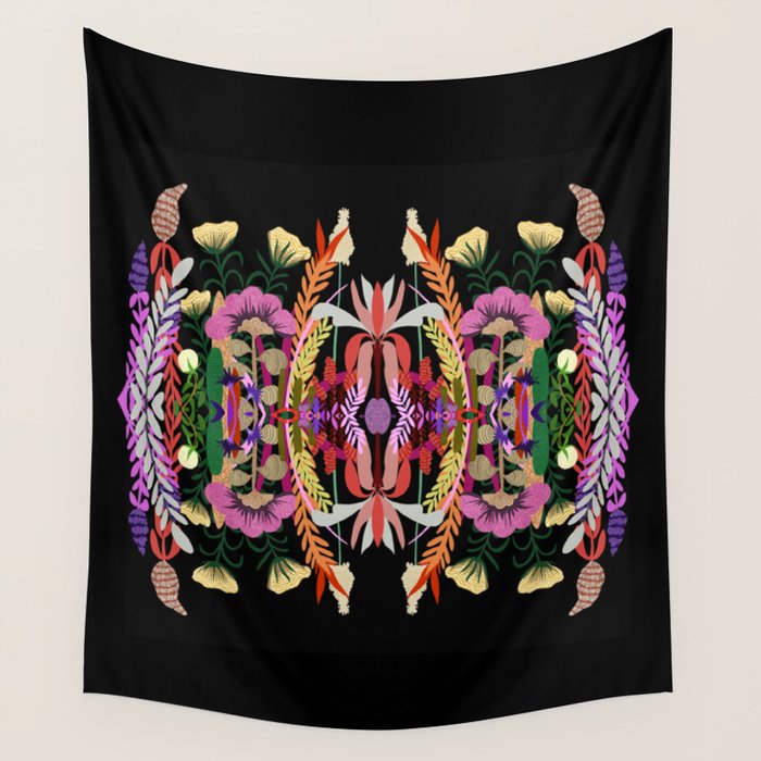 The Butterfly Effect Series - 01, Paint Blot Mirror Colorful, Symmetrical Graphic, Eclectic Mandala  Wall Tapestry Gallery Image 4