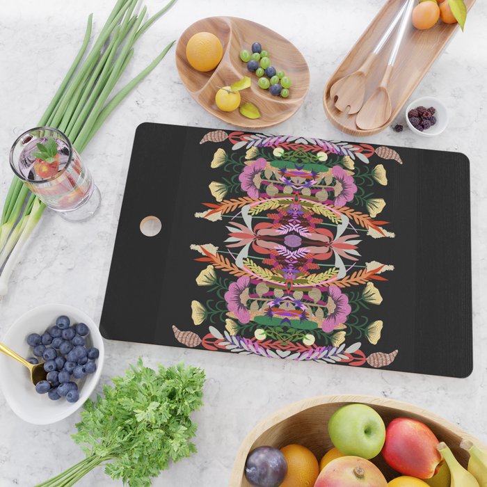 The Butterfly Effect Series - 01, Paint Blot Mirror Colorful, Symmetrical Graphic, Eclectic Mandala  Cutting Board Gallery Image 2