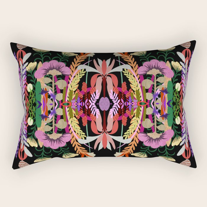 The Butterfly Effect Series - 01, Paint Blot Mirror Colorful, Symmetrical Graphic, Eclectic Mandala  Rectangular Pillow Gallery Image 1