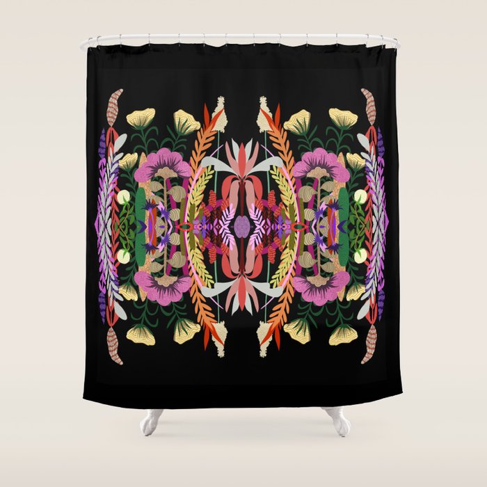 The Butterfly Effect Series - 01, Paint Blot Mirror Colorful, Symmetrical Graphic, Eclectic Mandala  Shower Curtain Gallery Image 1