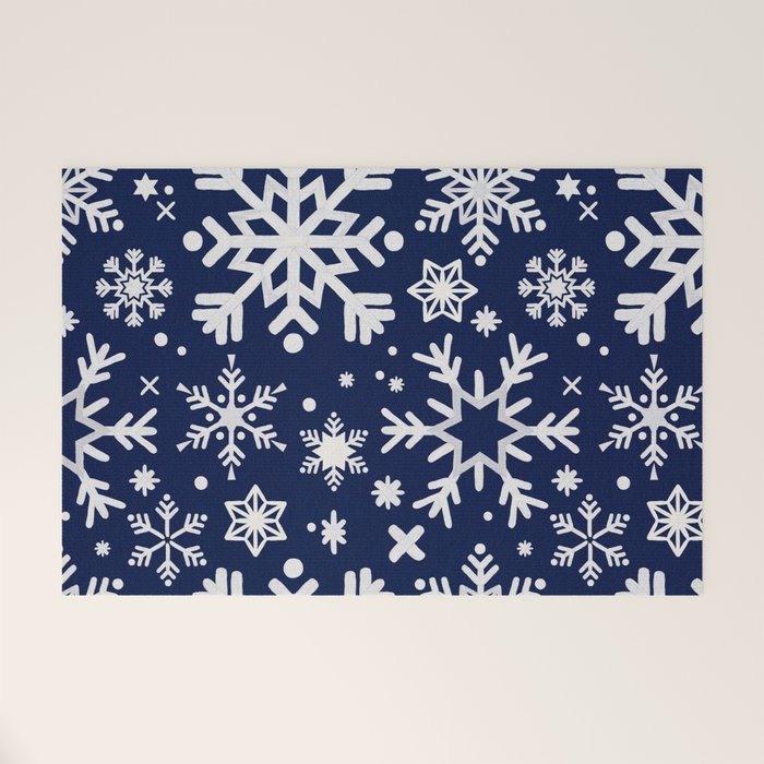 Snowflake Collection - Navy Welcome Mat Gallery Image 1