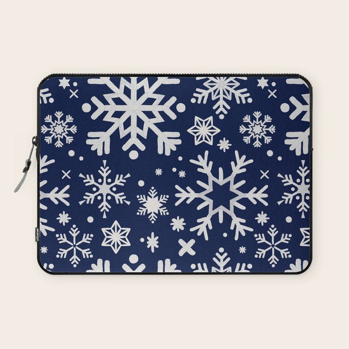 Snowflake Collection - Navy Laptop Sleeve Gallery Image 1