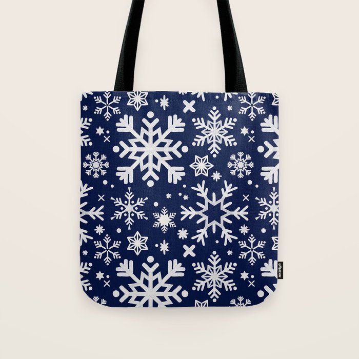 Snowflake Collection - Navy Tote Bag Gallery Image 1