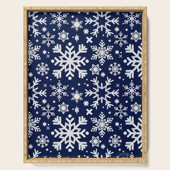 Snowflake Collection - Navy Serving Tray Gallery Image 1