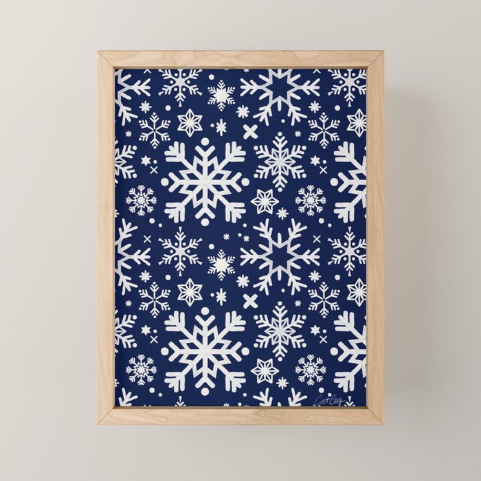 Snowflake Collection - Navy Mini Art Print Gallery Image 1
