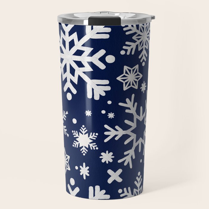 Snowflake Collection - Navy Travel Mug Gallery Image 1