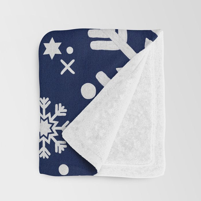 Snowflake Collection - Navy Throw Blanket Gallery Image 3
