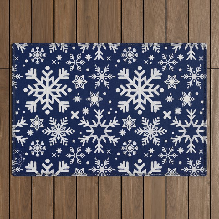 Snowflake Collection - Navy Outdoor Rug Gallery Image 1