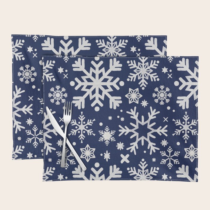 Snowflake Collection - Navy Placemat Gallery Image 1
