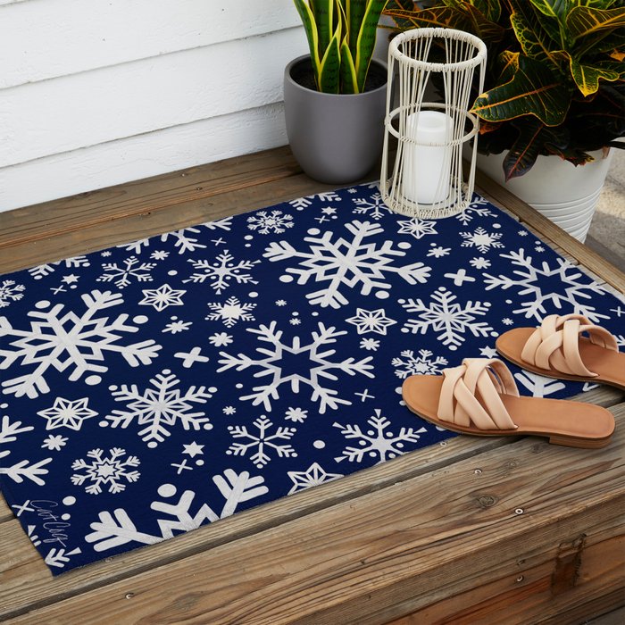 Snowflake Collection - Navy Outdoor Rug Gallery Image 2