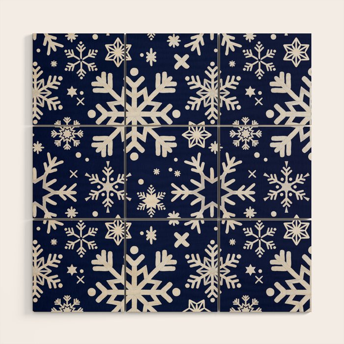 Snowflake Collection - Navy Wood Wall Art Gallery Image 1