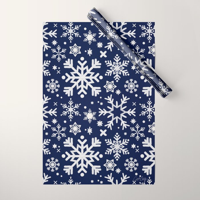 Snowflake Collection - Navy Wrapping Paper Gallery Image 1