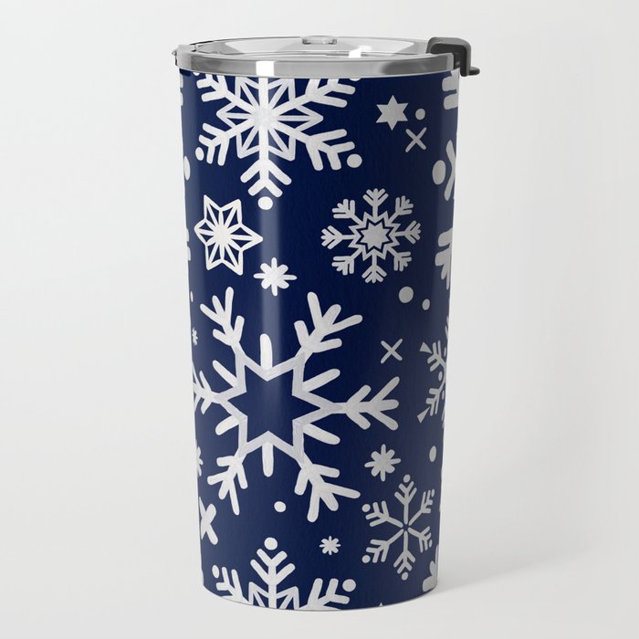 Snowflake Collection - Navy Travel Mug Gallery Image 2