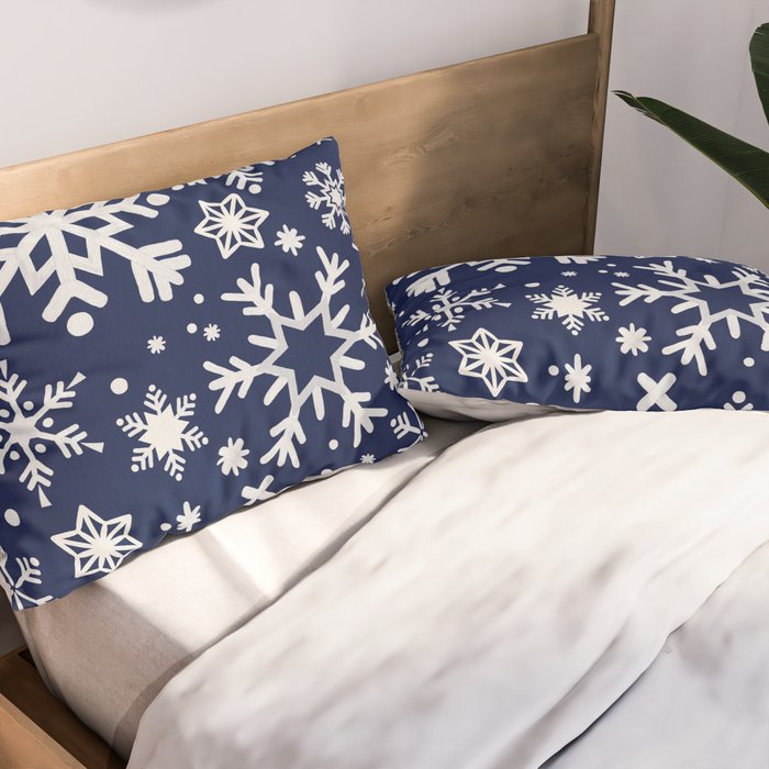 Snowflake Collection - Navy Pillow Sham Gallery Image 2