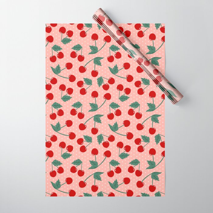 Cherry Kitsch on Pink Wrapping Paper Gallery Image 1