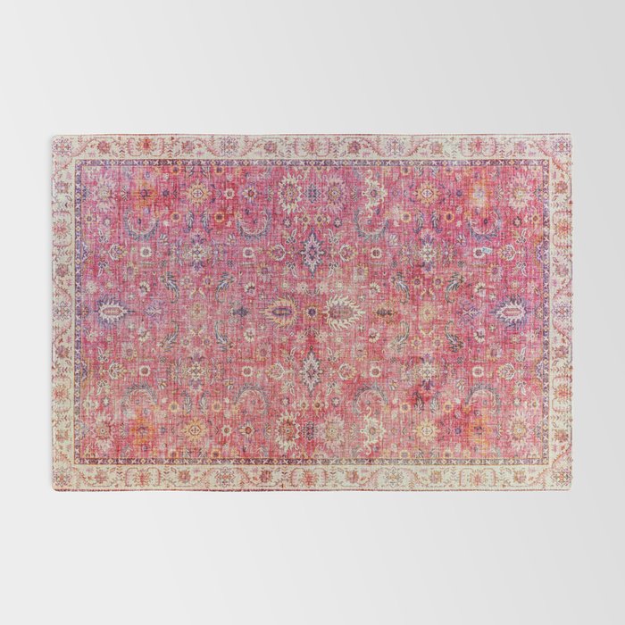 Pink Vintage Antique Oriental Traditional Moroccan Original Artwork Rug Gallery Image 2