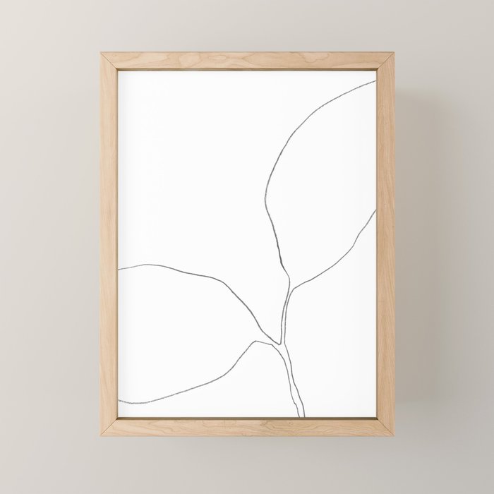 Seedling Leaning Left - Minimalist Botanical Line Drawing Mini Art Print Gallery Image 1