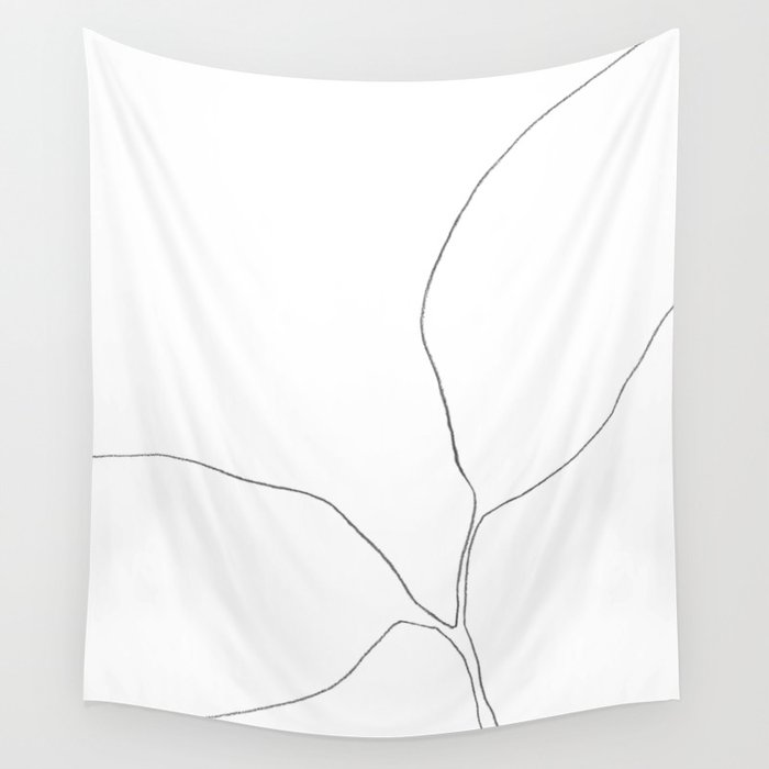 Seedling Leaning Left - Minimalist Botanical Line Drawing Wall Tapestry Gallery Image 4
