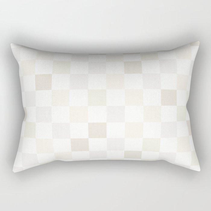 Checkerboard Check Pattern in Pale Light Neutral Beige White Tones Rectangular Pillow Gallery Image 1