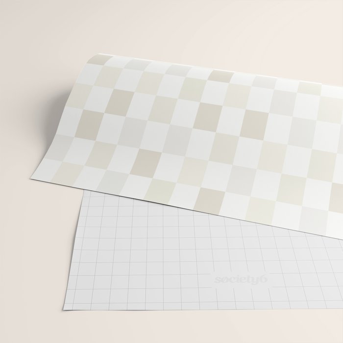 Checkerboard Check Pattern in Pale Light Neutral Beige White Tones Wrapping Paper Gallery Image 2