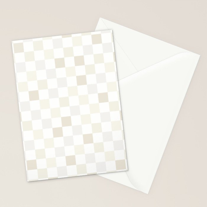 Checkerboard Check Pattern in Pale Light Neutral Beige White Tones Stationery Card Gallery Image 2