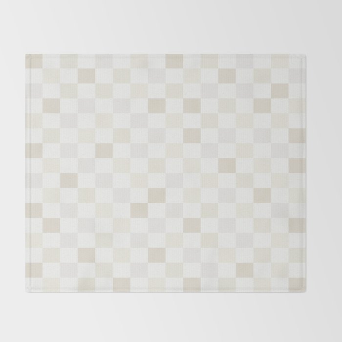 Checkerboard Check Pattern in Pale Light Neutral Beige White Tones Throw Blanket Gallery Image 2
