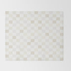 Checkerboard Check Pattern in Pale Light Neutral Beige White Tones Throw Blanket Gallery Image 2
