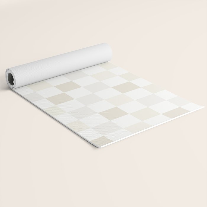 Checkerboard Check Pattern in Pale Light Neutral Beige White Tones Yoga Mat Gallery Image 2