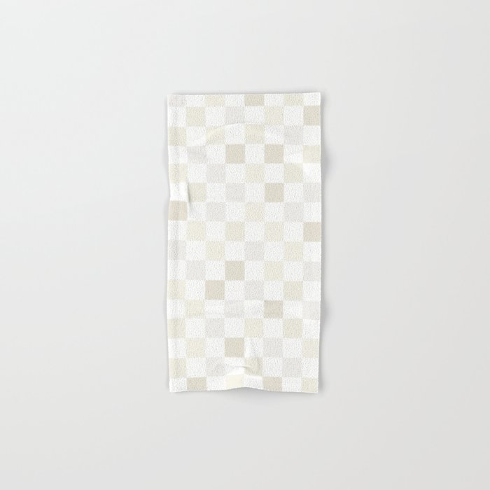 Checkerboard Check Pattern in Pale Light Neutral Beige White Tones Bath Towel Gallery Image 1