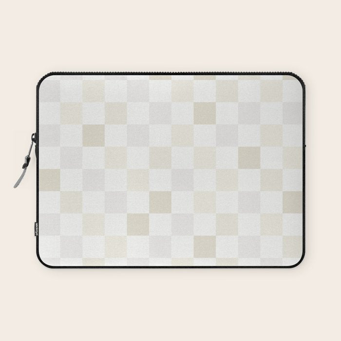 Checkerboard Check Pattern in Pale Light Neutral Beige White Tones Laptop Sleeve Gallery Image 1