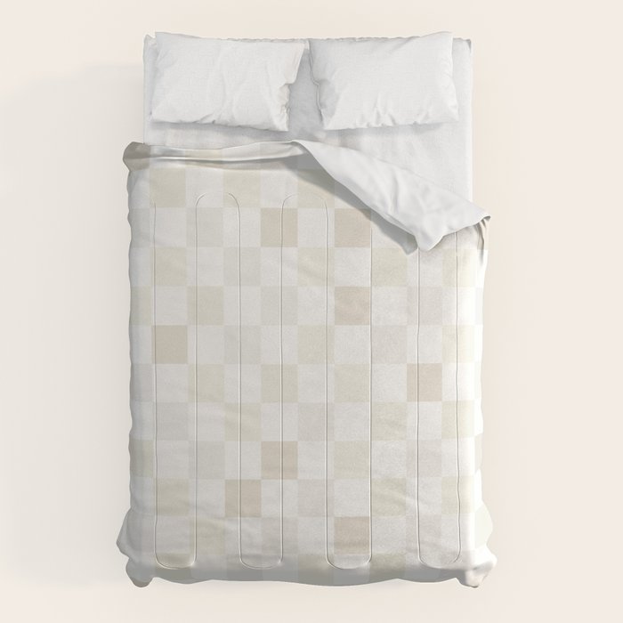 Checkerboard Check Pattern in Pale Light Neutral Beige White Tones Comforter Gallery Image 6